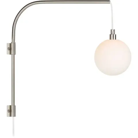 Vegglampe buddy 1l stål/opal