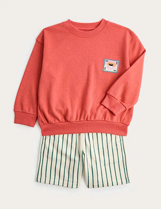 2-tlg. Outfit mit hohem Baumwollanteil mit Streifenmuster (2–8 J.)