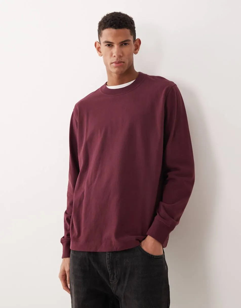 Abercrombie & Fitch long sleeve premium heavyweight top in red