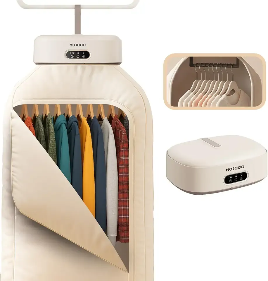 MOJOCO Portable Clothes Dryer - Mini/Compact Dryer for Apartment, RV, Travel - Small Quiet Fast-Drying Machine with Adjustable Timer & Hassle-Free Setup