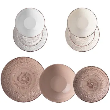 Servizio di piatti in stoneware Terra d'Ombra Embossed Pad 18 pezzi