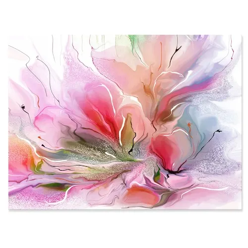 Lovely Painted Floral Design - Extra Large Floral Wall Art - 32x16