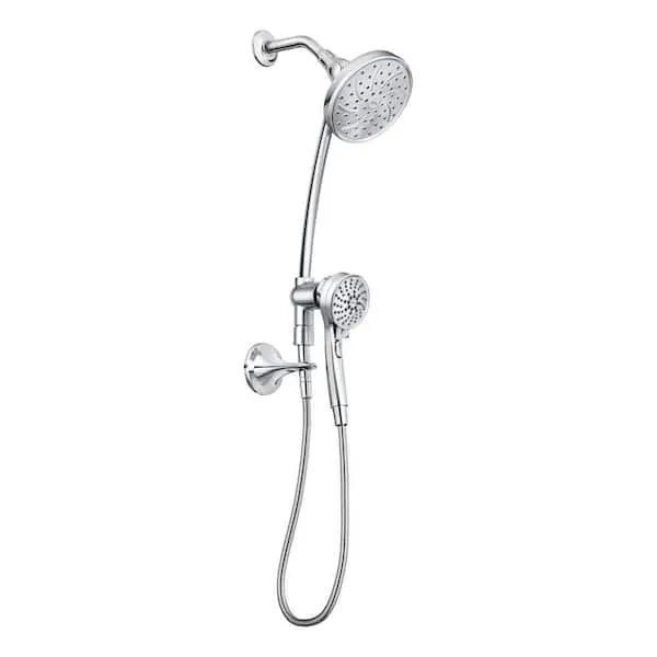 MOEN Attract Magnetix 6-​Spray 6.​75 in.​ Dual Wall Mount Fixed and Handheld Shower Heads 1.​75 GPM with Slidebar in Chrome