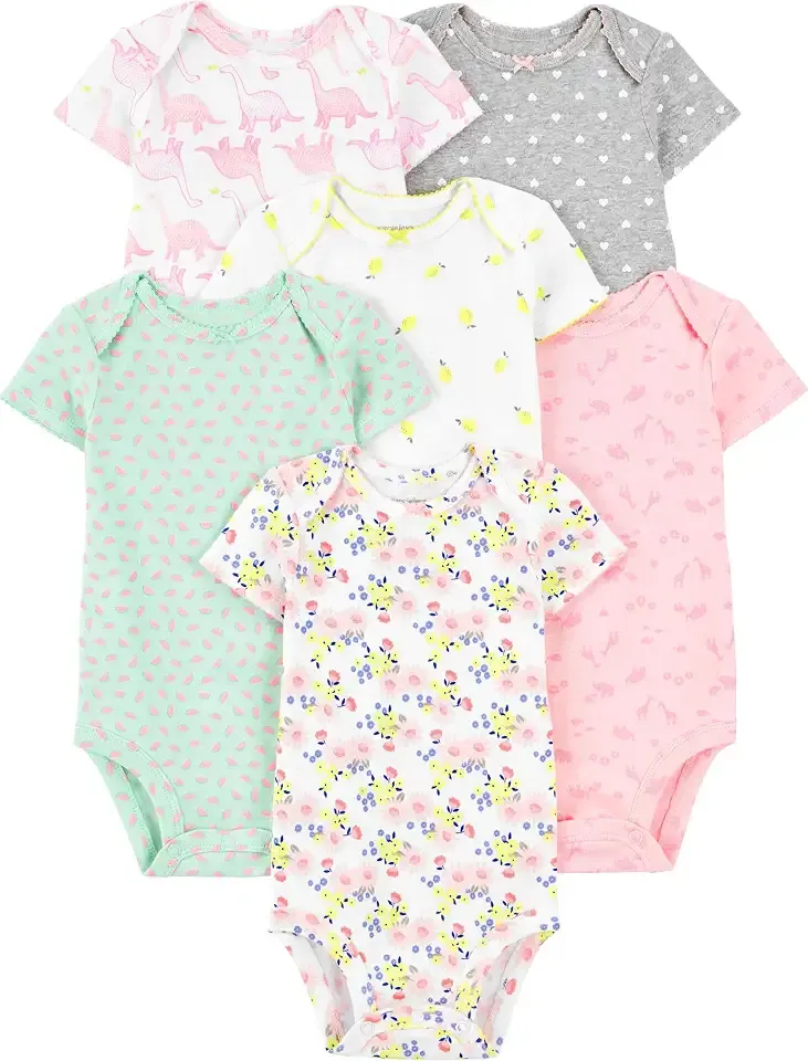 Baby Girls 6 Pack Short Sleeve Bodysuit