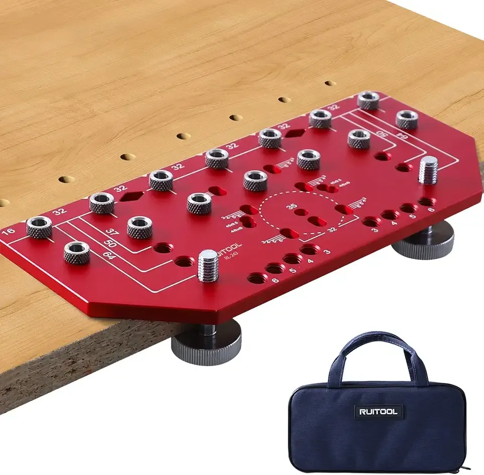 RUITOOL 7-Hole Shelf Pin Jig, 2-in-1 Shelf Pin Drilling Jig and Hinge Guide
