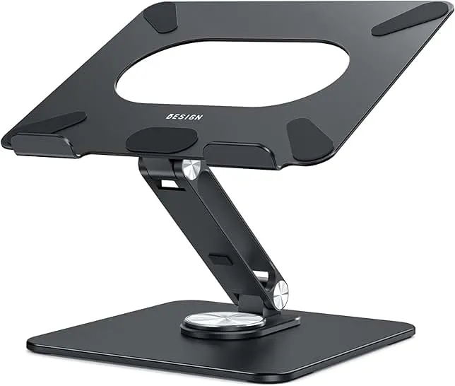 BESIGN LSX7 Laptop Stand with 360 Rotating Base, Ergonomic Adjustable Notebook Riser Holder Compatible with Air, Pro, Dell, HP, Lenovo More 10-15.6" Laptops (Black)