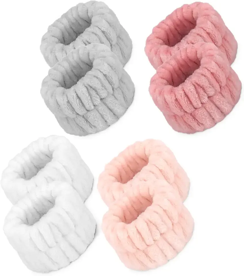 Crosize 8 Pcs Microfiber Wrist Bands for Washing Face, Women's Absorbent Face Washing Wristbands, Prevent Water from Spilling Down Your Arms