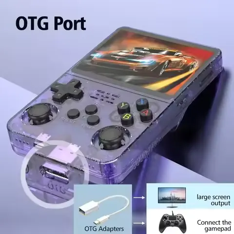 Video Game Console R36S Retro R36S ARKOS System Retro Handheld Game Console 3.5 Inch IPS Screen Classic Portable Video Player 128G Games Boy Gift