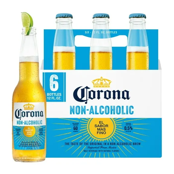 Corona Non-Alcoholic Malt Beverage Mexican Import Brew, 6 Pack 12 fl. oz. Bottles, less than 0.5% ABV