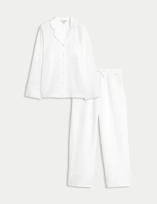 Pure Cotton Muslin Revere Pyjama Set