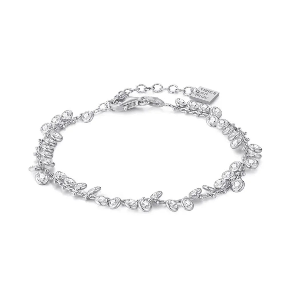 Armband in zilver, witte zirkonia