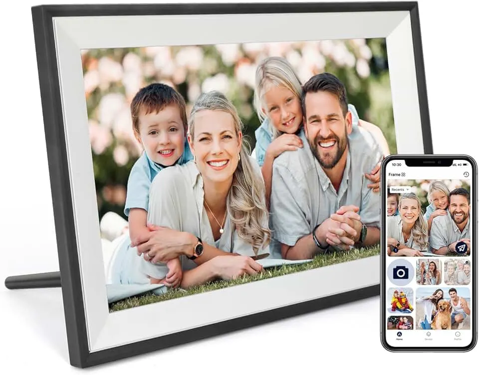 Digital Picture Frame 10.1 Inch WiFi Digital Photo Frame IPS HD Touch Screen Smart Cloud Photo Frame with 32GB Storage, Auto-Rotate, Easy Setup to Share Photos or Videos Remotely via AiMOR APP