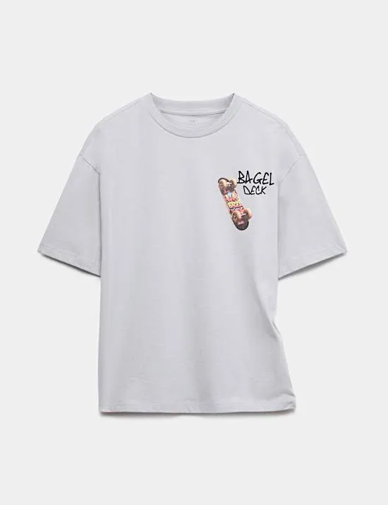 T-Shirt aus reiner Baumwolle mit Skate-Grafik (6–16 Jahre)