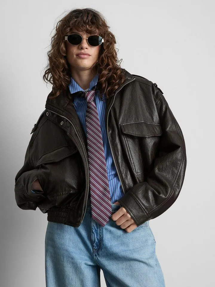 The Primark Scene | Blouson bomber en simili cuir à col cheminée