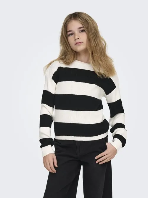 Strikkegenser - cloud dancer/black