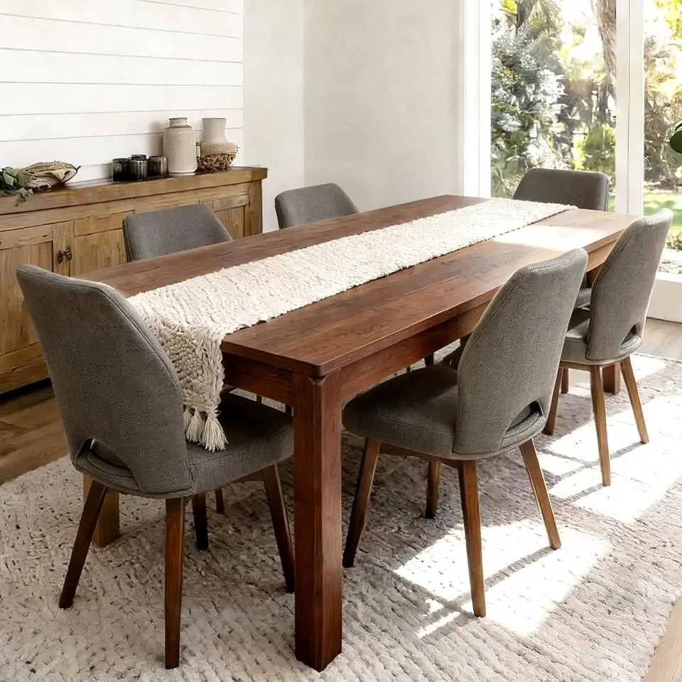 Dining Table, 70 Inch Rectangular Wooden Kitchen Table for 4–6 People, Heavy-Duty Farmhouse Dinner Table for Dining Room, Home Office & Family Gatherings, Easy to Clean, Walnut