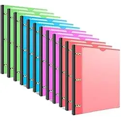INFUN Telescoping 3 Ring Binder - 12 PCS, Flexible Round Binder with Customizable Front Cover and Clear Catalog Pocket, Holds 8.5x11 inch Paper