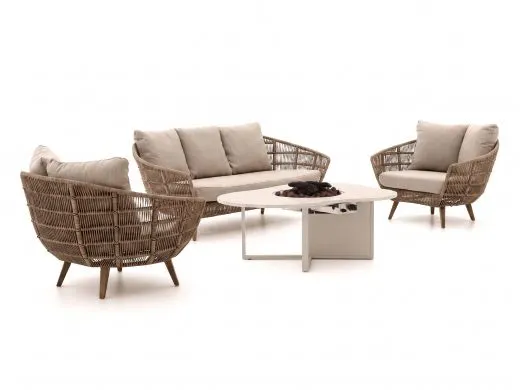 Intenso Stila/Cosiloft Novi stoel-bank loungeset met vuurtafel 4-delig
