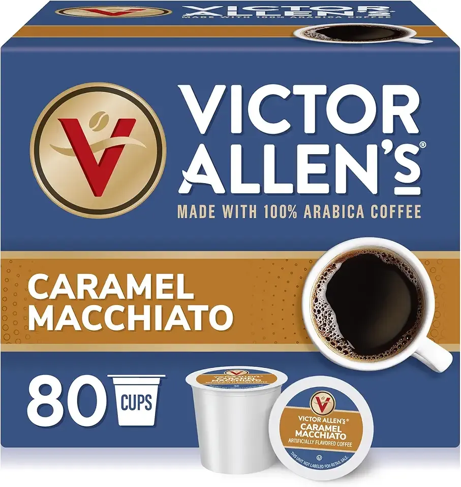 Victor Allen's Coffee Caramel Macchiato Flavored, 80 Count, Medium Roast, Single Serve Coffee Pods for Keurig K-Cup Brewers