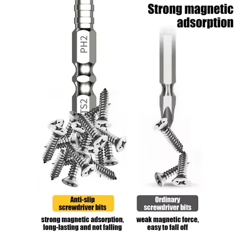 Non-slip PH2 Magnetic Batch Head Cross Screwdriver Hardness Drill Bit Screw Driver Hand Tools 25/50/65/70/90/150mm