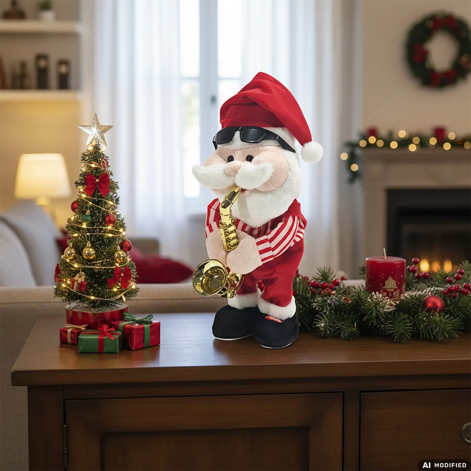 Babbo Natale Musicale con Luci e Movimento h35 cm