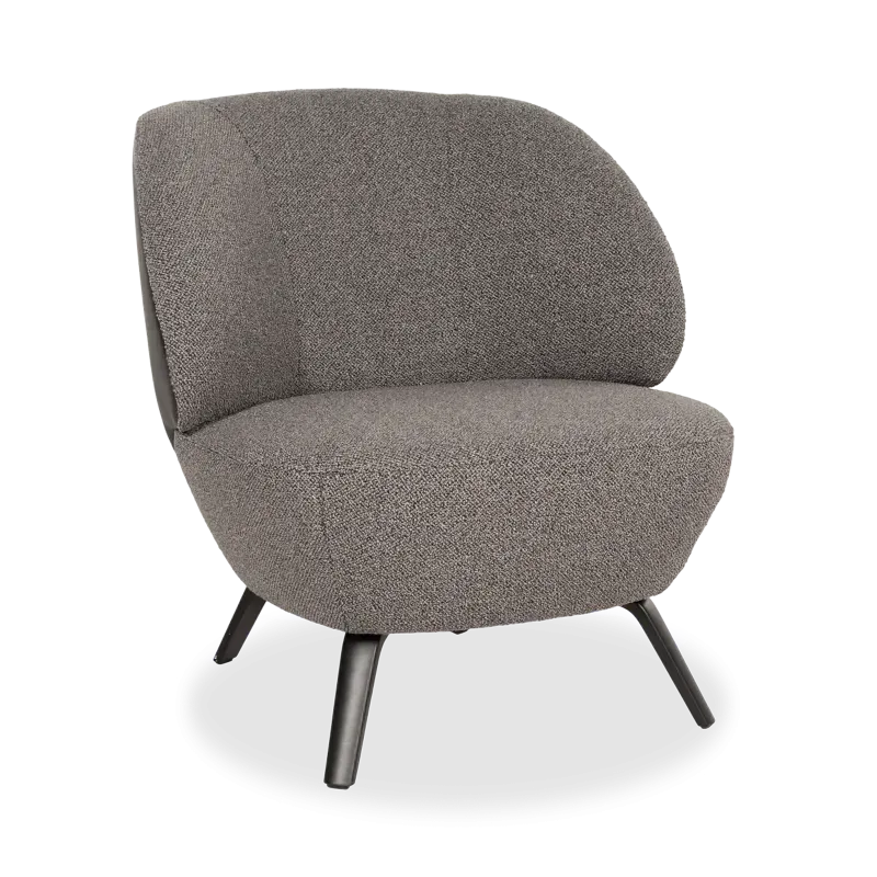Fauteuil Cocoon - combinatie stof/leder WM Nero / Dream Antraciet - poot zwart