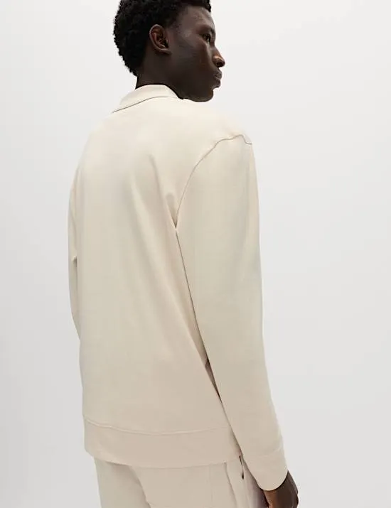Sweatshirt mit hohem Baumwollanteil und halbem Reißverschluss
