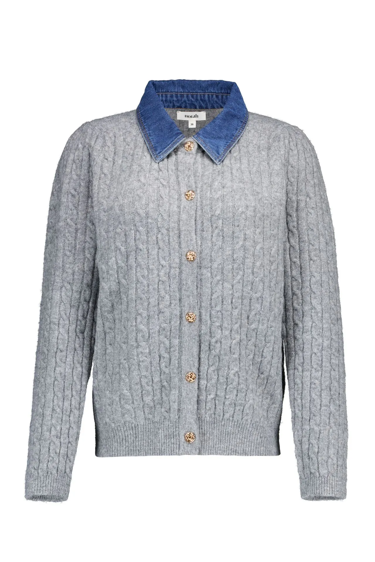 Grijs vest met denim kraag