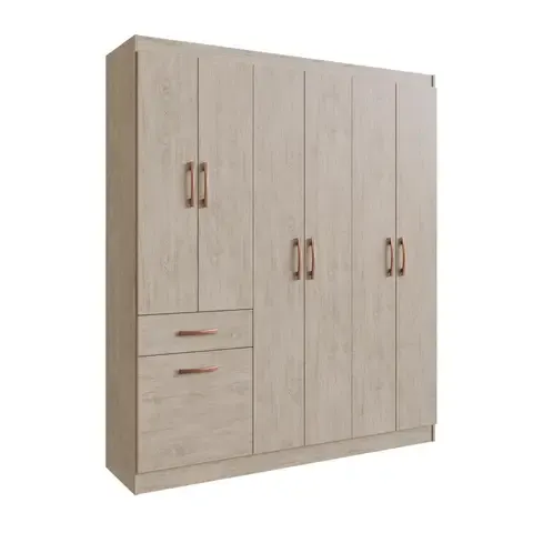 Ropero 7 Puertas 1 Cajón Fendy Arena 177x137x38 cm