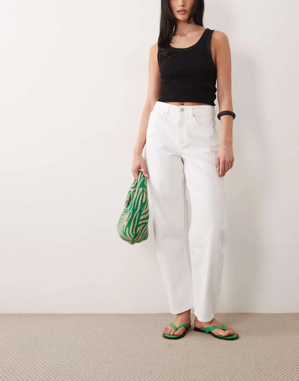 ASOS DESIGN slim barrel jeans in white