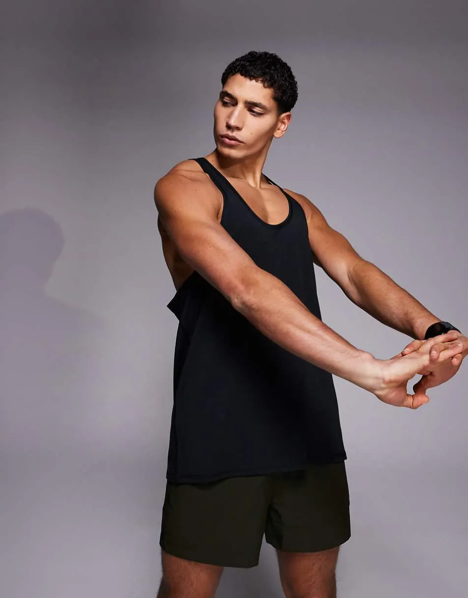 4505 quick dry performance jersey stringer training singlet in black