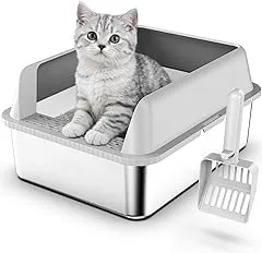 Suzzipaws Stainless Steel Litter Box with L…