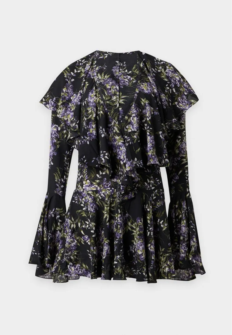 LONG SLEEVE DEEP V RUFFLE DRESS - Kjole - multi-coloured