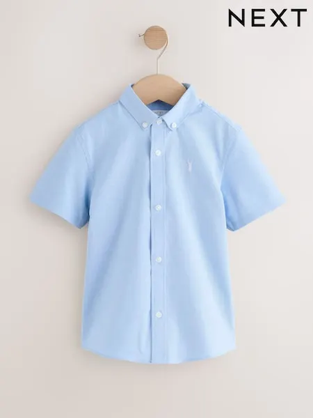 Blue Logo Short Sleeve Cotton Rich Oxford Shirt (3-16yrs)
