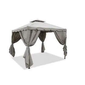 Gazebo idrorepellente 3x3 m con tende laterali, tortora, Tangeri Esté