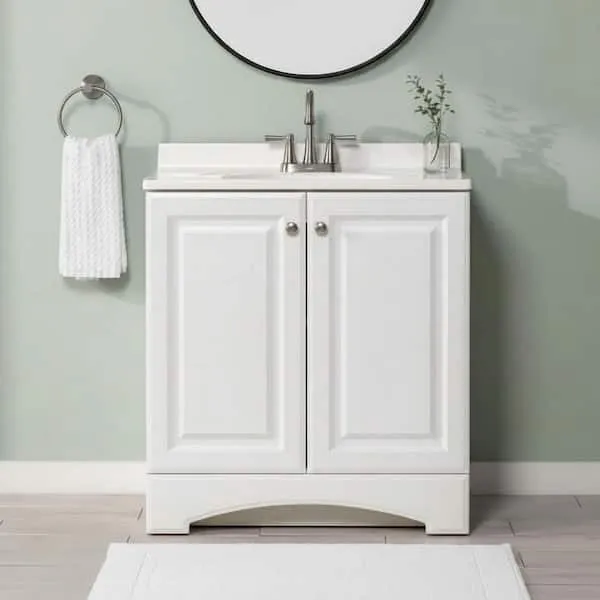 Glacier Bay 31 in. Single Sink White Freestanding Bath Vanity with White Cultured Marble Top (Assembled)