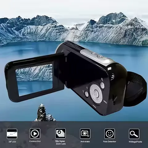16MP 1080P Kamera Dolgu Işığı ile Dijital Döndürülebilir Ekranlı Kamera 16X Zoom HD Video Kaydedici HD Kamera Doğum Günü Hediyesi