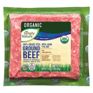 Organic Grass Fed 93% Lean Ground Beef, 1 lb