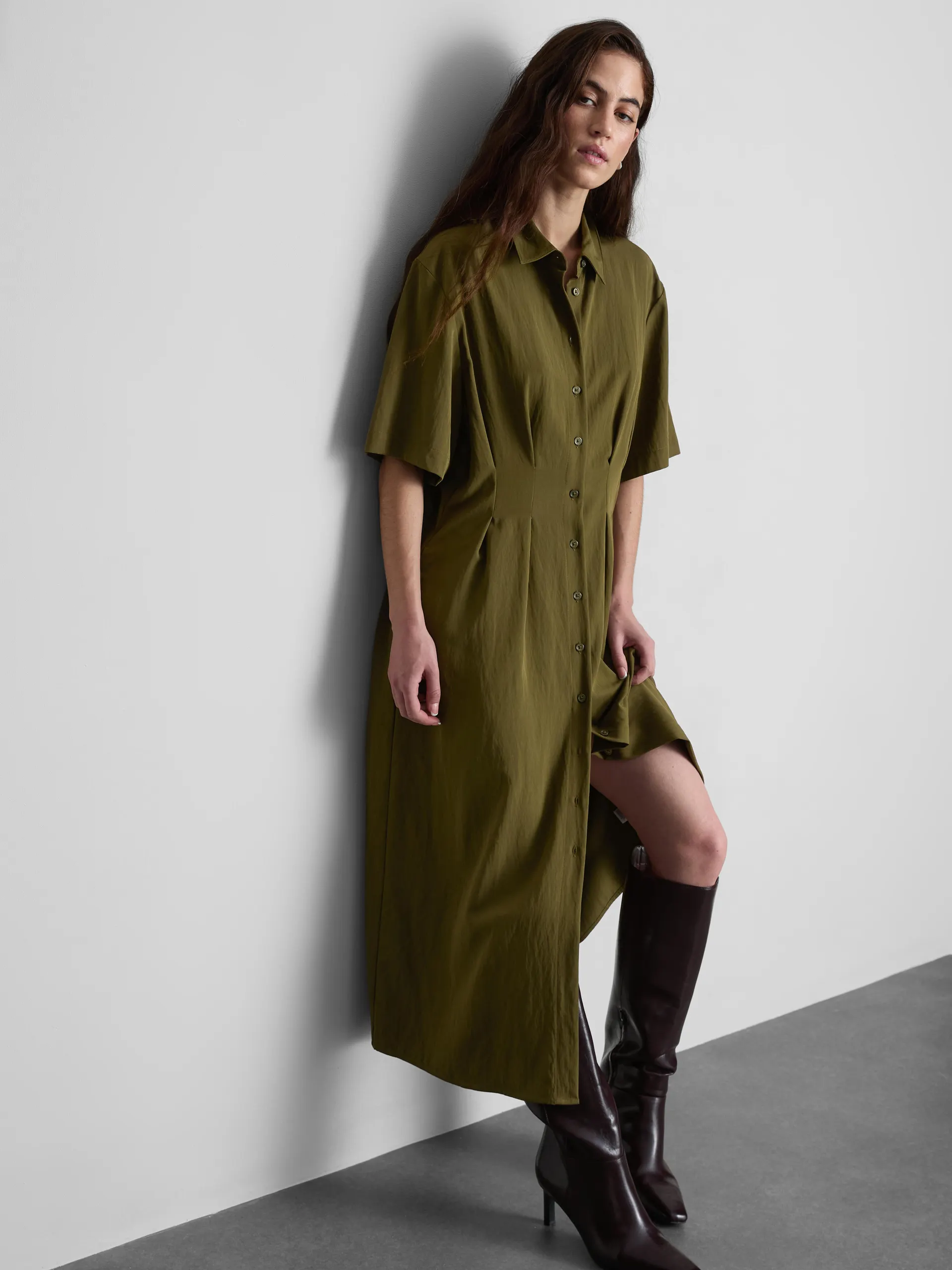 Robe-chemise mi-longue