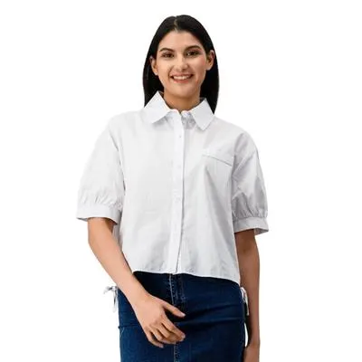 Blusa Camisera Mxstaza Mujer con Manga Globo