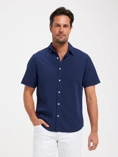 Just Jeans Short Sleeve Seersucker Stripe