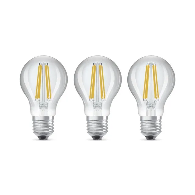 Set da 3 lampadine LED filamento, E27 goccia, smerigliato, 7.2W= 1521 LM (equiv 100 W), classe energetica A, LEXMAN