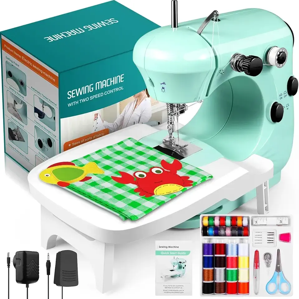 Sewing Machine, Mini Sewing Machines for Beginner with Eco-Friendly Material, Dual Speed Portable Sewing Machines with Extension Table, Light - Easy to Use, Best Gift for Kids and Women