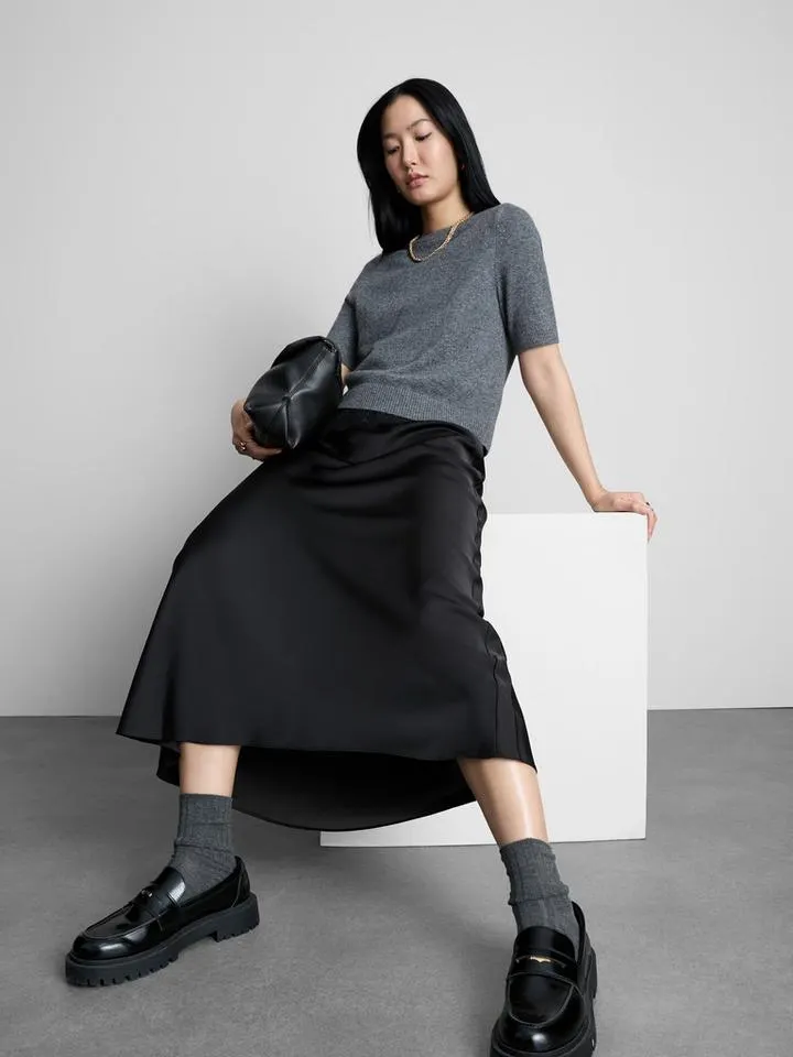 Jupe mi-longue en satin The Edit