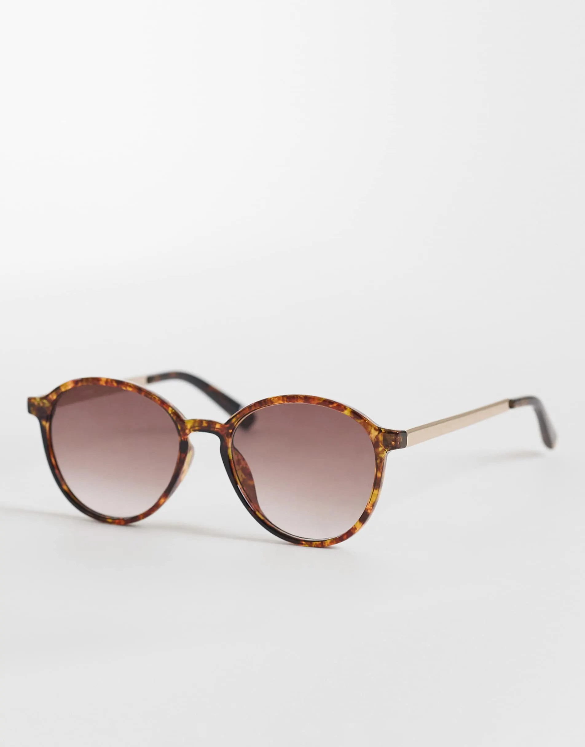 ASOS DESIGN round sunglasses in tort with gold metal temples