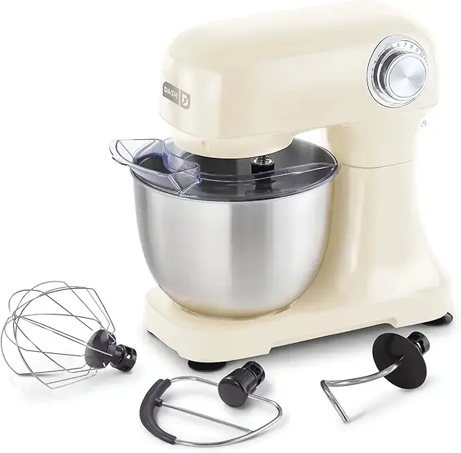 Dash 3.5QT Tilt-Head Stand Mixer - Electric Stand Mixer with Stainless Steel Bowl and Splash Guard For Baking - Cream, 3.5-Quart