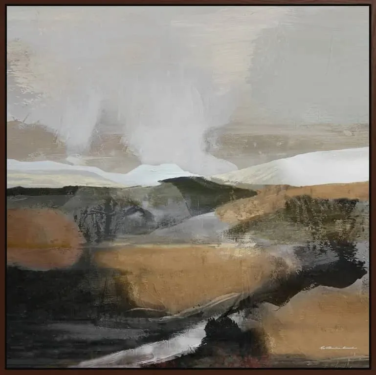 Canvas Ravndal 113x113, m/brun svevelist i tre