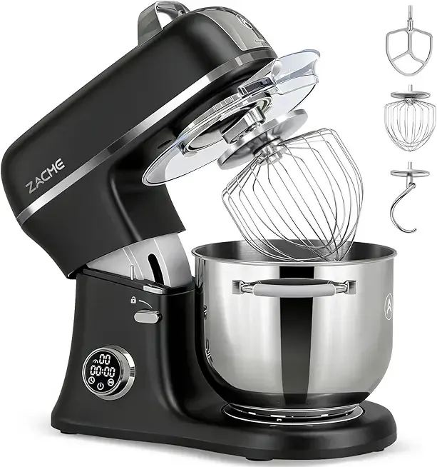 ZACME 7 Quart Stand Mixer Aluminum Die Casting, 650W 12 Speed Tilt-Head Kitchen Electric Stand Mixer, Household Food Mixer with Stainless Steel Bowl, Dough Hook, Whisk and Beater-Black