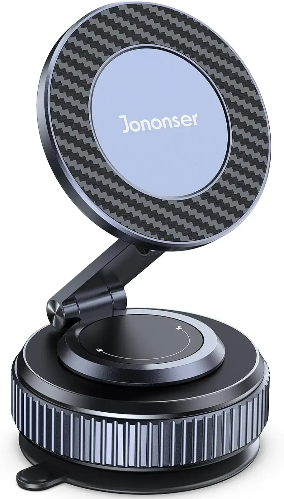 Jononser Suction Phone Mount for Car Dashboard/Windshield - 360°Adjustable Magnetic Phone Holder for Car, Foldable Car Phone Holder for iPhone 17/16/15/14/13/12 Series (Carbon Fiber & Aluminum Alloy)