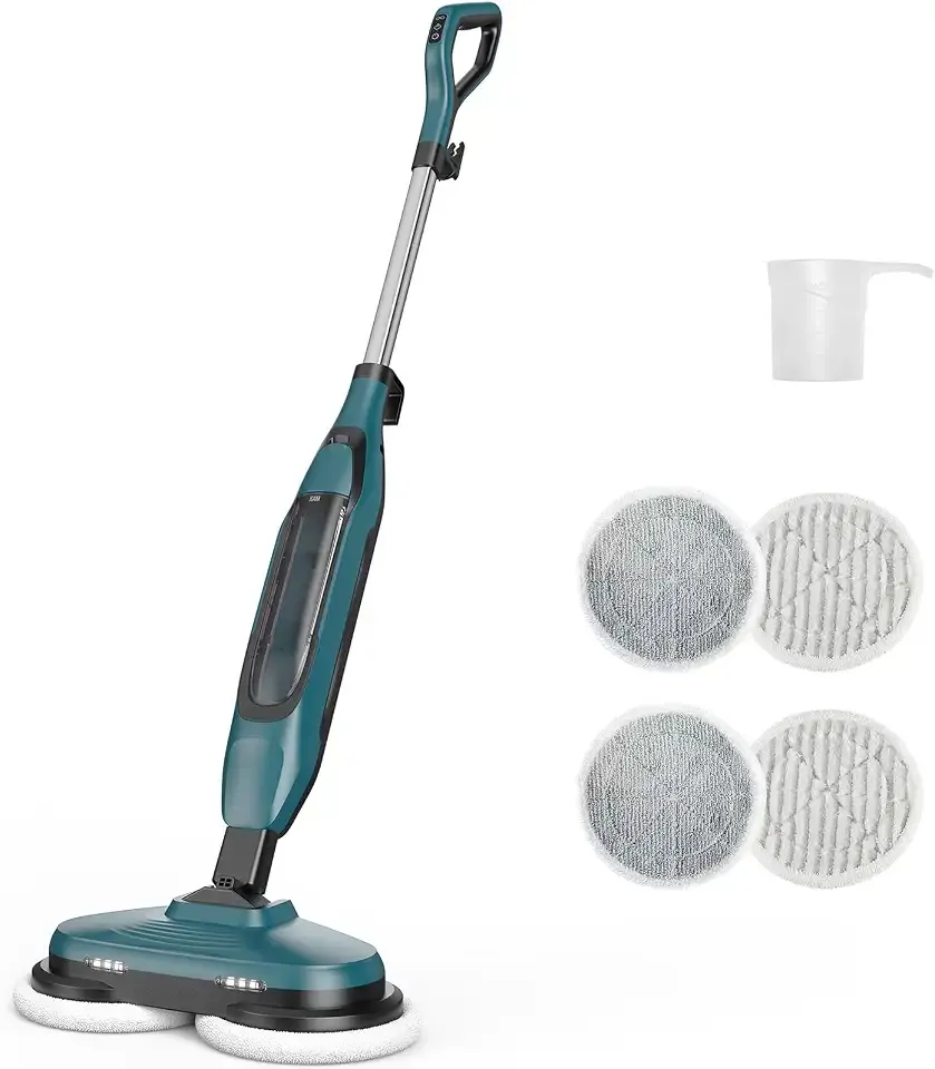 OLIXIS Steam Mop, All-in-One Scrubbing Steam Mops for Floor Cleaning with Rotating Pads, Floor Steamer with 2 LED Lights, 4 Cleaning Modes, Swivel Steering, 16.4 FT Cord, Safe for Hardwood and Tile